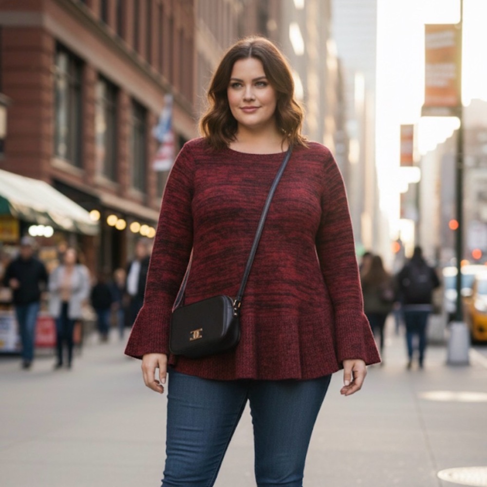 Style & Co red &‎ black long sleeves sweater size 1X